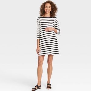 The Nines by HATCH Striped 3/4 Sleeve Maternity Dress
